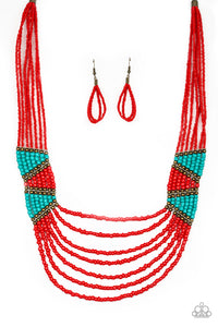 Kickin It Outback & Outback Outing Red Necklace & Bracelet Set 1188S