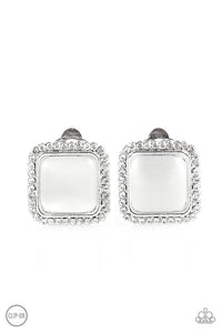 Cinderella Chic - White Clip - on Earrings