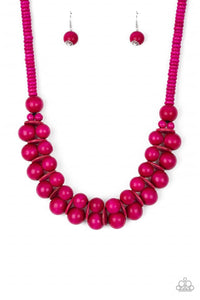Caribbean Cover Girl -  Pink Wooden Necklace 1203N