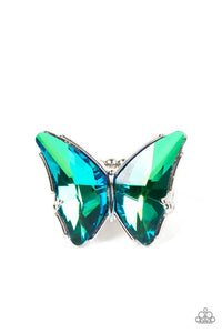 Fluorescent Flutter - Green  Butterfly Ring