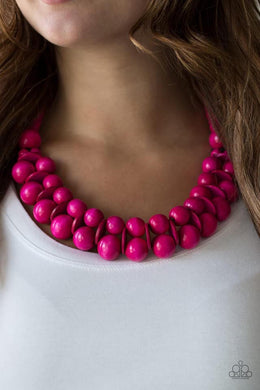Caribbean Cover Girl -  Pink Wooden Necklace 1203N