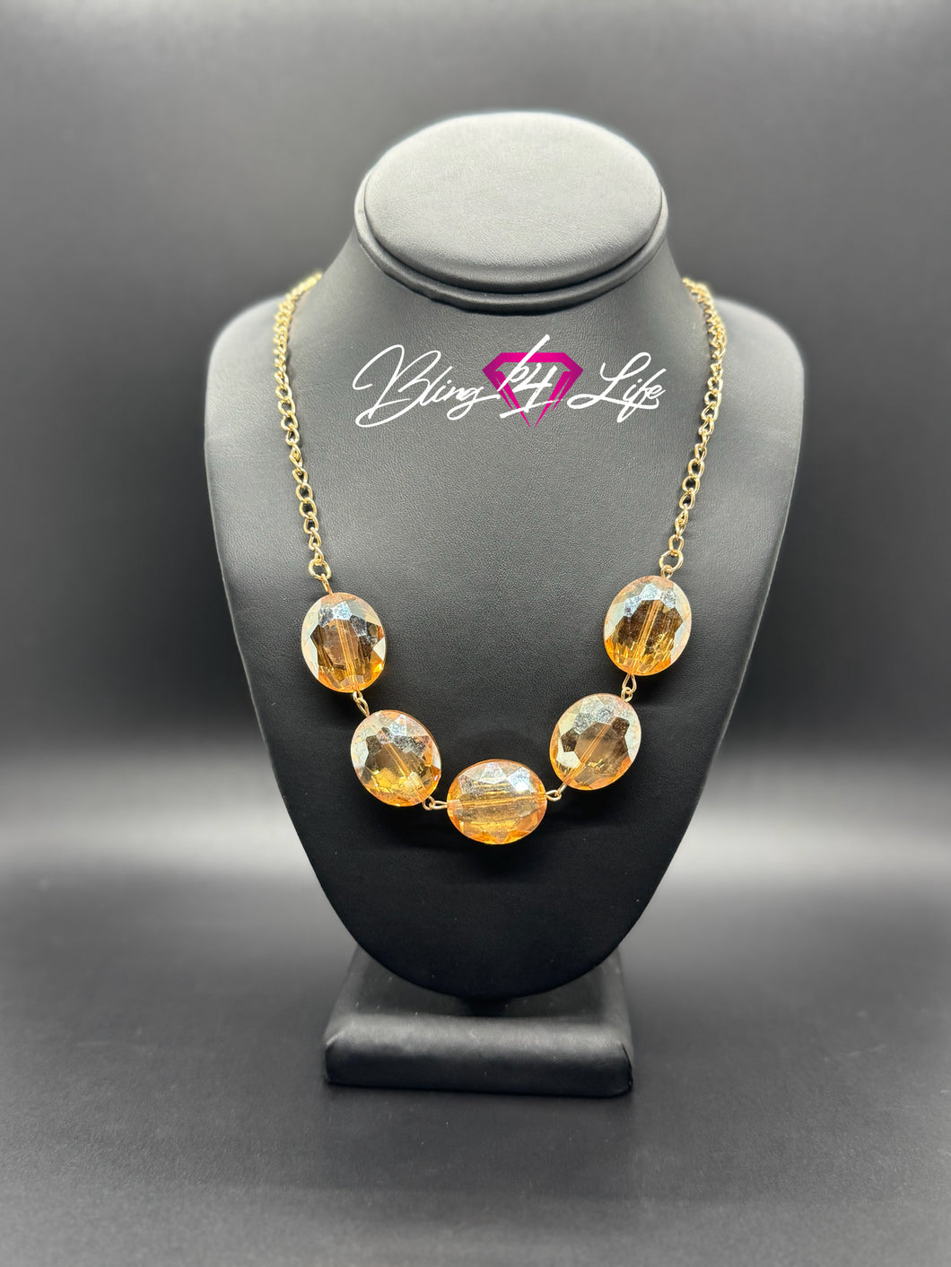 Cosmic Closeup - Gold Necklace 1331n