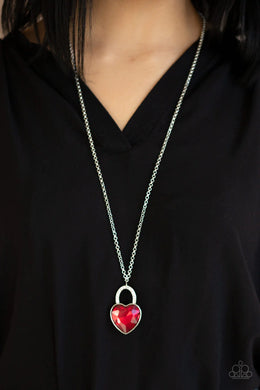 Locked in Love - Red  Necklace 1257N
