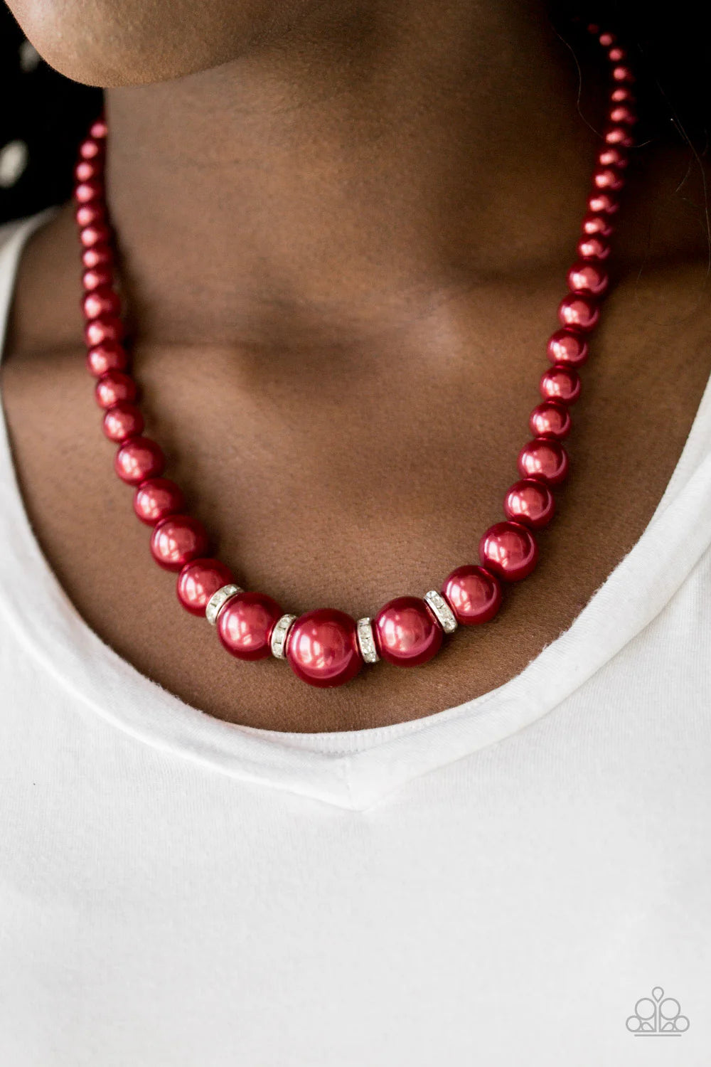 Party Pearls - Red  Necklace 34n