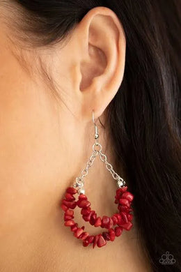 Rainbow Rock Garden - Red  Earring 2842e