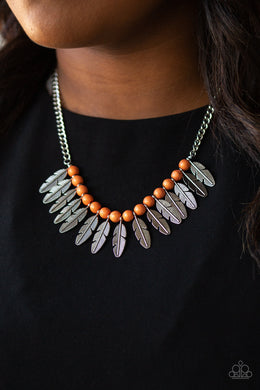Dessert Plumes - Orange Necklace 1105N