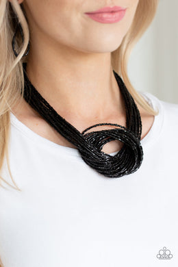 Knotted Knockout - Black Necklace 1007n