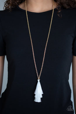 Triple Tassel - White Necklace 1008n