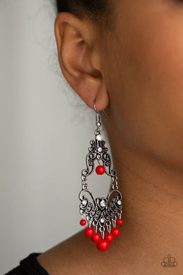 Colorfully Cabaret - Red Earring