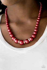 Party Pearls - Red Necklace 34n