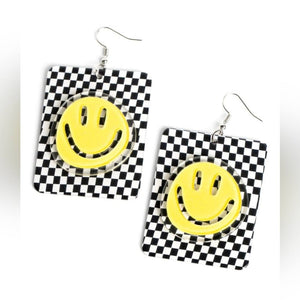 Cheeky Checkerboard - Yellow Earring