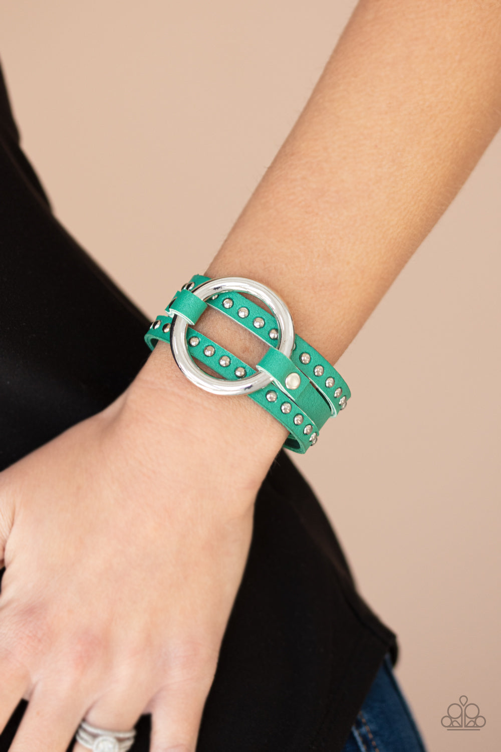 Studded Statement- Maker - Green Bracelet 1659B