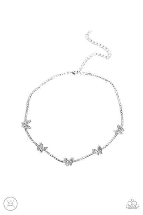 Fluttering Frantic - White Necklace 1427n