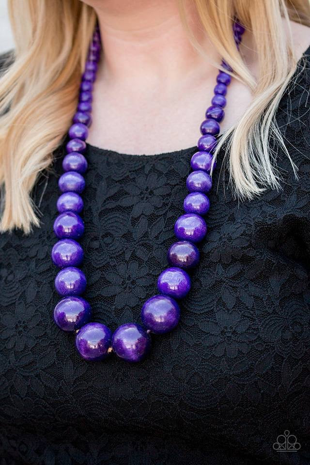 Effortlessly Everglades- Wooden Purple Necklace 1211n