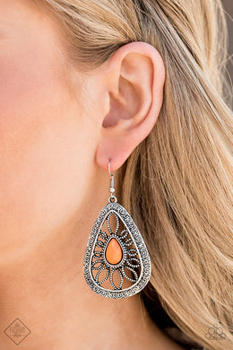 Floral Frill - Orange Earring