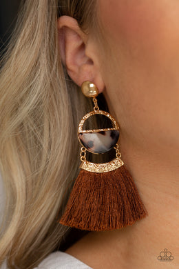 Tassel Trot  - Brown Earring 46e