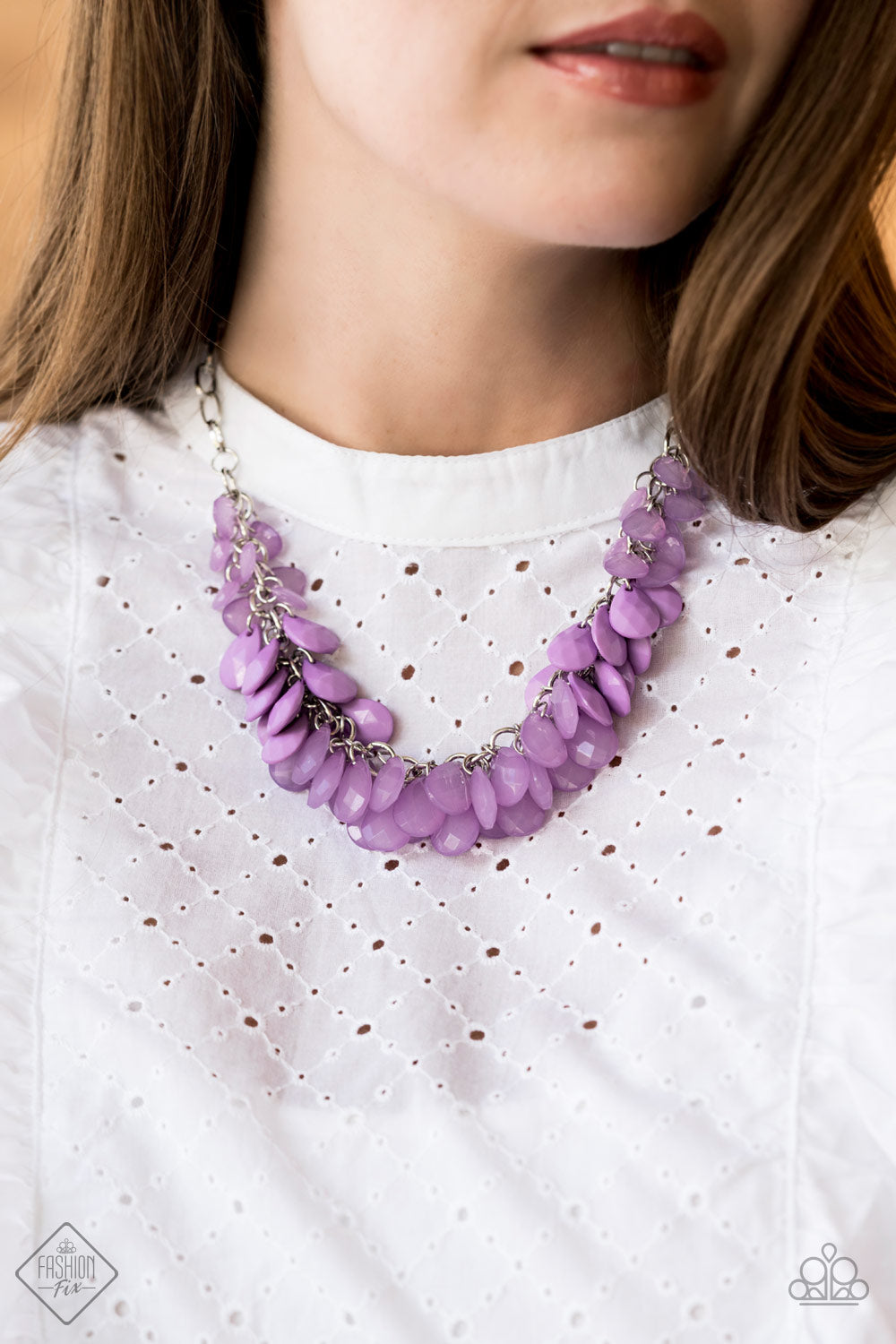 Colorfully Clustered & Go With The FLORALS - Purple Necklace & Bracelet Set 1191S