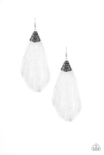 Load image into Gallery viewer, Tassel Temptress - White Fringe Earring