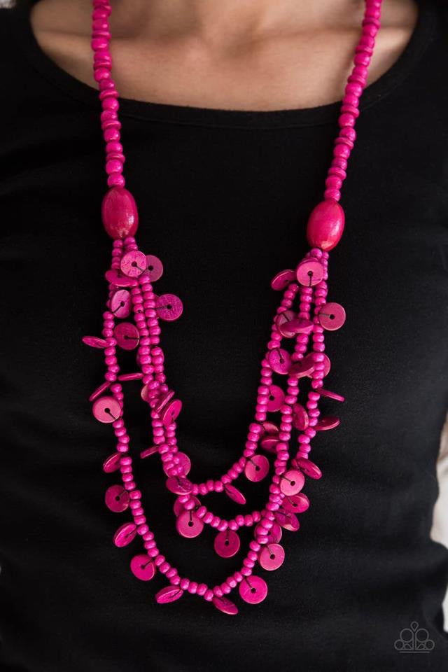 Safari Samba - Wooden Pink Necklace 1198N