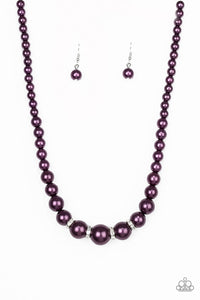 Party Pearls - Purple Necklace 34n