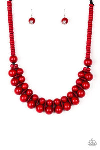Caribbean Cover Girl - Wooden Red Necklace 1203N