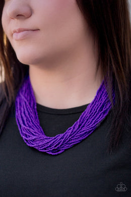 The Show Must CONGO on - Purple  Seed Bead Necklace 1304N