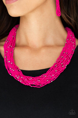 Summer Samba - Pink Seed Bead Necklace 606n