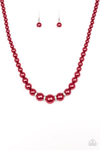 Party Pearls - Red Necklace 34n