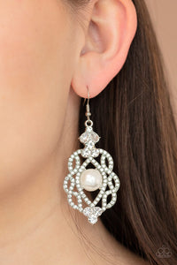 Rhinestone Renaissance - White Earring 2845e