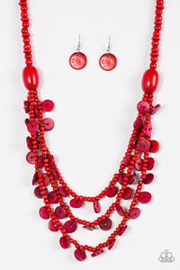 Safari Samba - Wooden Red Necklace