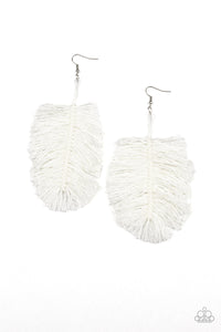 Hanging By a  Thread - White Earring 2736e