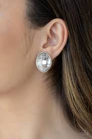 Movie Star Sparkle - White Earring