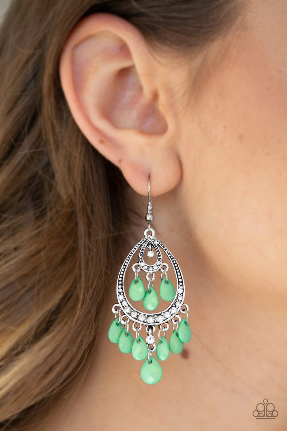 Gorgeously Genie - Green Earring