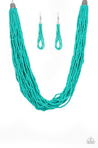 The Show Must CONGO on - Blue Seed Bead Necklace 1304N