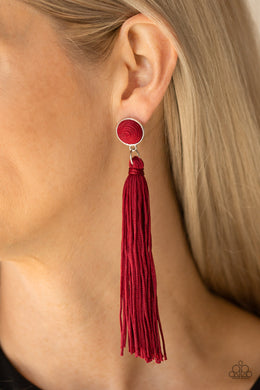 Tightrope Tassel - Red  Earring 99E