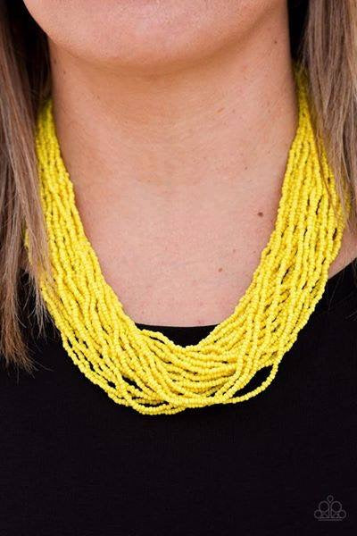 The Show Must CONGO on - Yellow Seed Bead Necklace 1304N