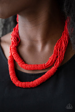 Right As RAINFOREST - Red Necklace 1022n