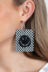 Cheeky Checkerboard - Black Earring