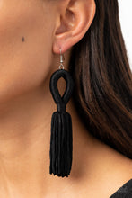 Load image into Gallery viewer, Tassels and Tiaras - Black Earring 2804e