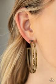 Double The Bling - Brass Earring