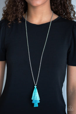 Triple The Tassel - Blue Necklace 1008n