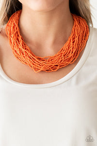 The Show Must CONGO On ! - Orange Seed Bead Necklace 1304N
