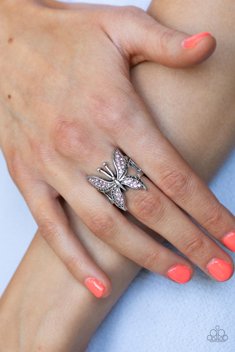 Blinged Out Butterfly - Pink Ring 3066r