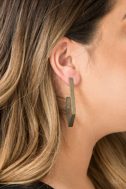 Geo Grand - Brass Earring