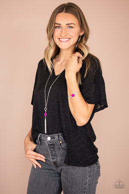 Glamorous Glow & Unstoppable Glamour - Pink Necklace & Bracelet Set 1309S