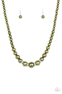 Party Pearls - Green Necklace 34n