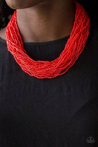 The Show Must CONGO on - Red Seed Bead Necklace 1304N