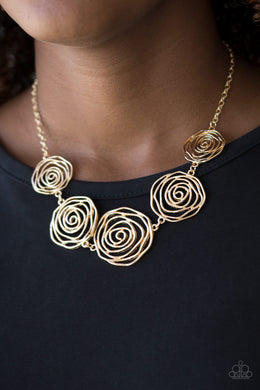 Rosy Rosette & Beat Around The ROSEBUSH - Gold Necklace & Bracelet Set 1220S
